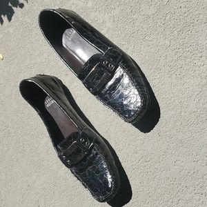Stuart Weitzman Crocodile Mocassin Flats, 7.5M